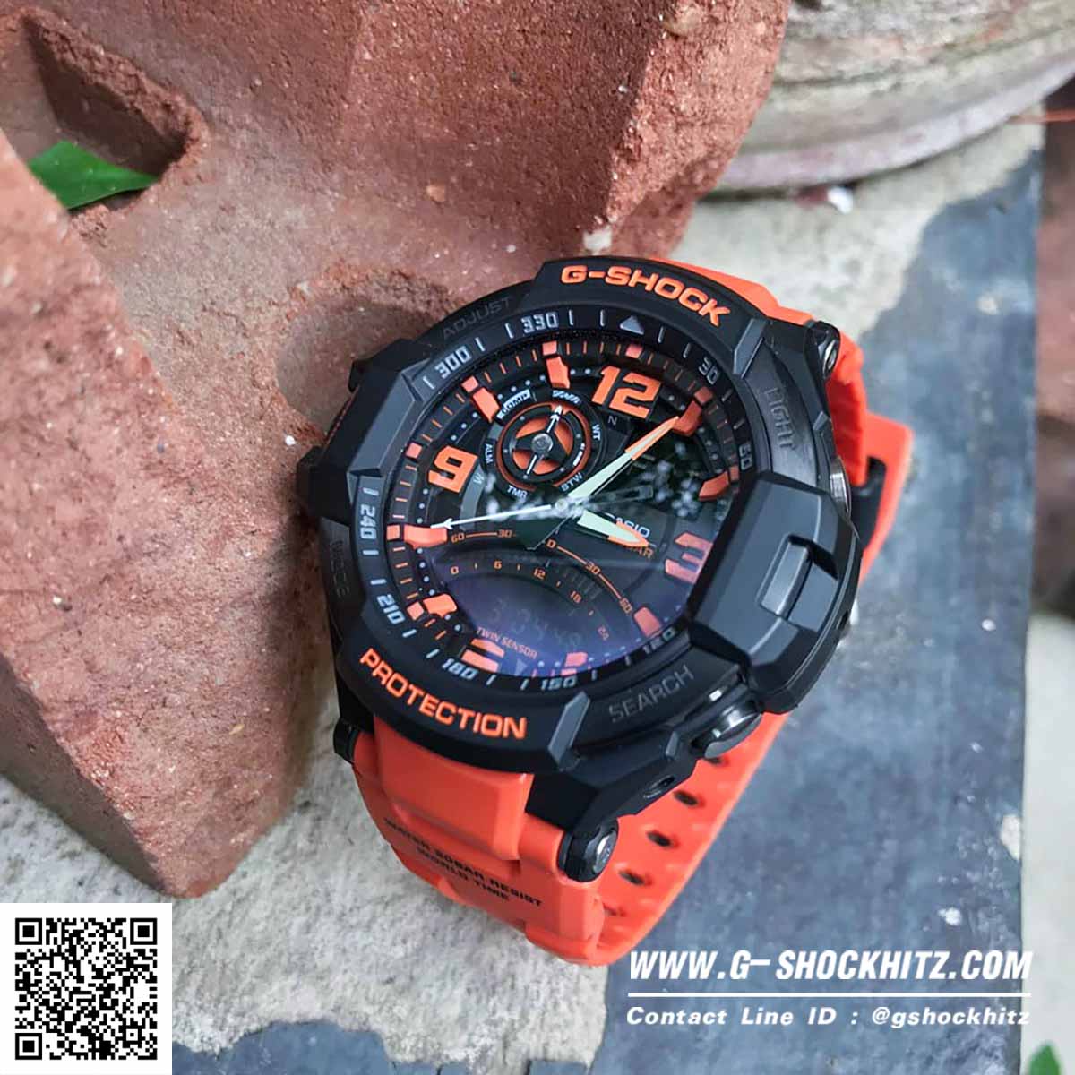 CASIO MID YEAR SALE G-SHOCK นาฬิกาข้อมือ นาฬิกากันน้ำ นาฬิกาของแท้ ประกันศูนย์ CMG 1 ปี รุ่น GA-1000-4A นาฬิกาสีส้ม