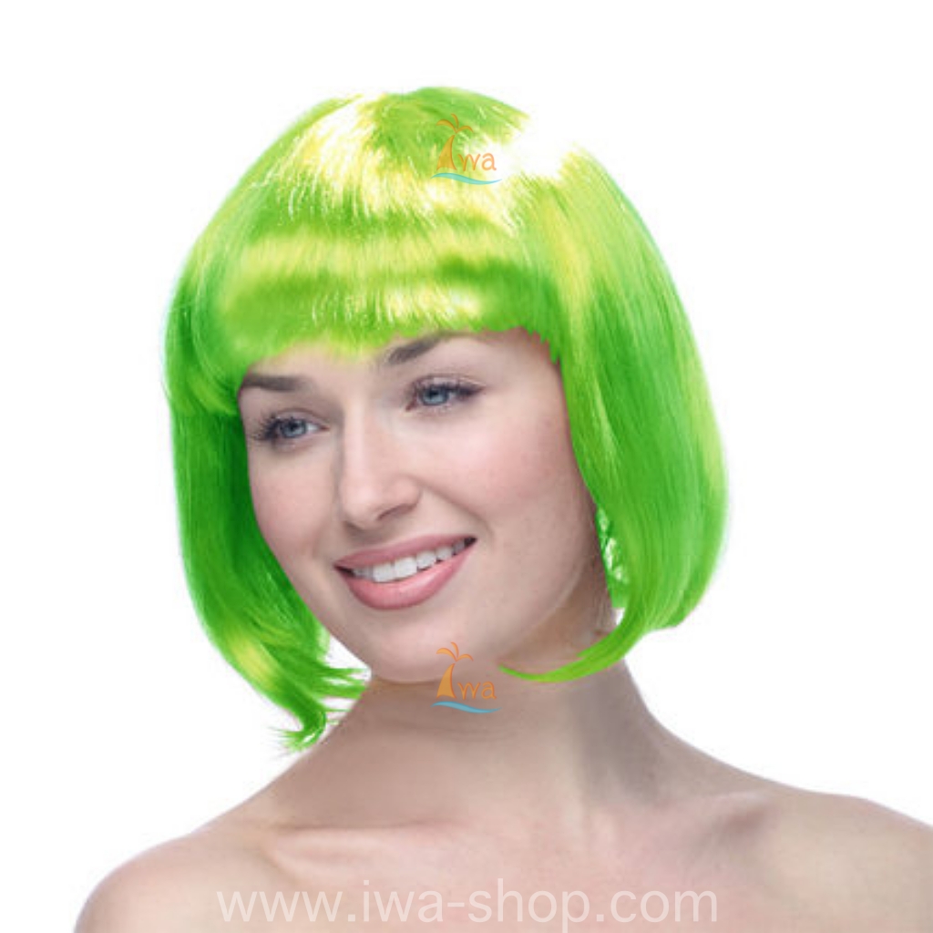 วิกบ๊อบสั้น หน้าม้า วิกผมปารตี้ วิกผมแฟนซี วิกผมคอสเพลย์ วิกผมสี สวยเฉี่ยว เปรี้ยวบาดใจ เขียวอ่อน