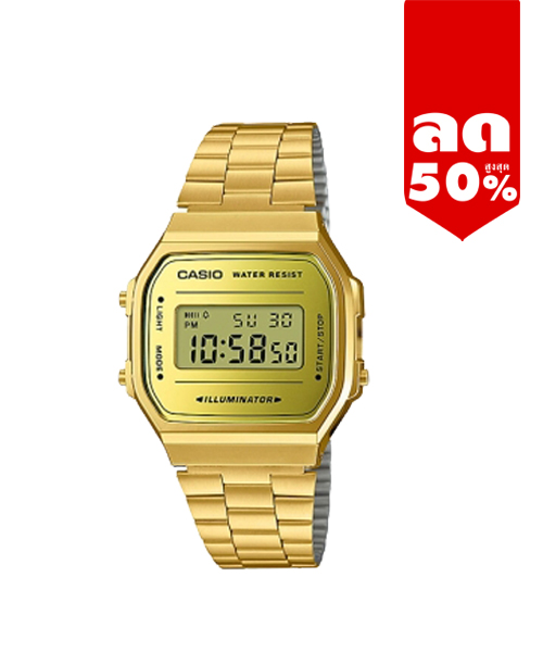 CASIO นาฬิกาคาสิโอ นาฬิกาข้อมือ นาฬิกากันน้ำ นาฬิกาของแท้ ประกันศูนย์ CMG 1 ปี รุ่น A168WEGM-9D นาฬิกาสีทอง