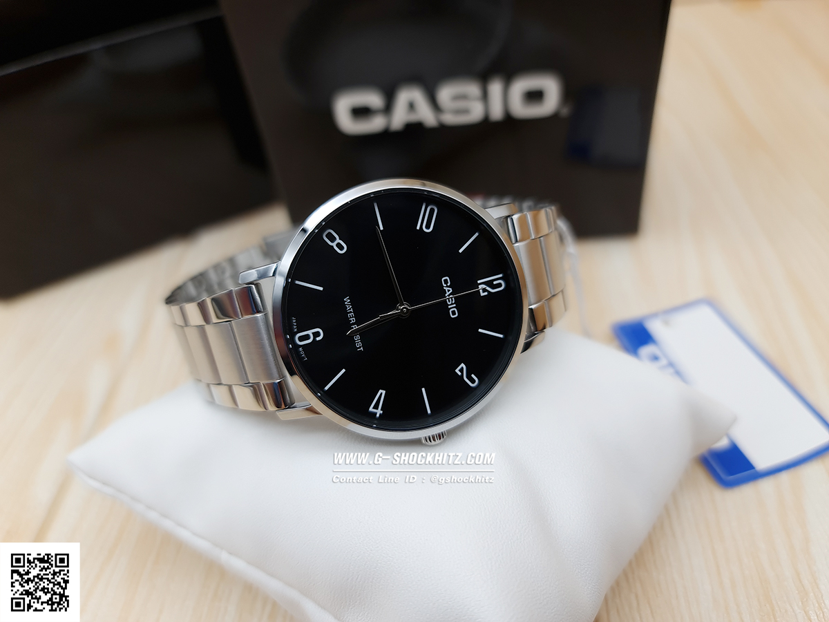 CASIO นาฬิกาคาสิโอ นาฬิกาข้อมือ นาฬิกากันน้ำ นาฬิกาของแท้ ประกันศูนย์ CMG 1 ปี รุ่น MTP-VT01D-1B2 นาฬิกาสีเงิน