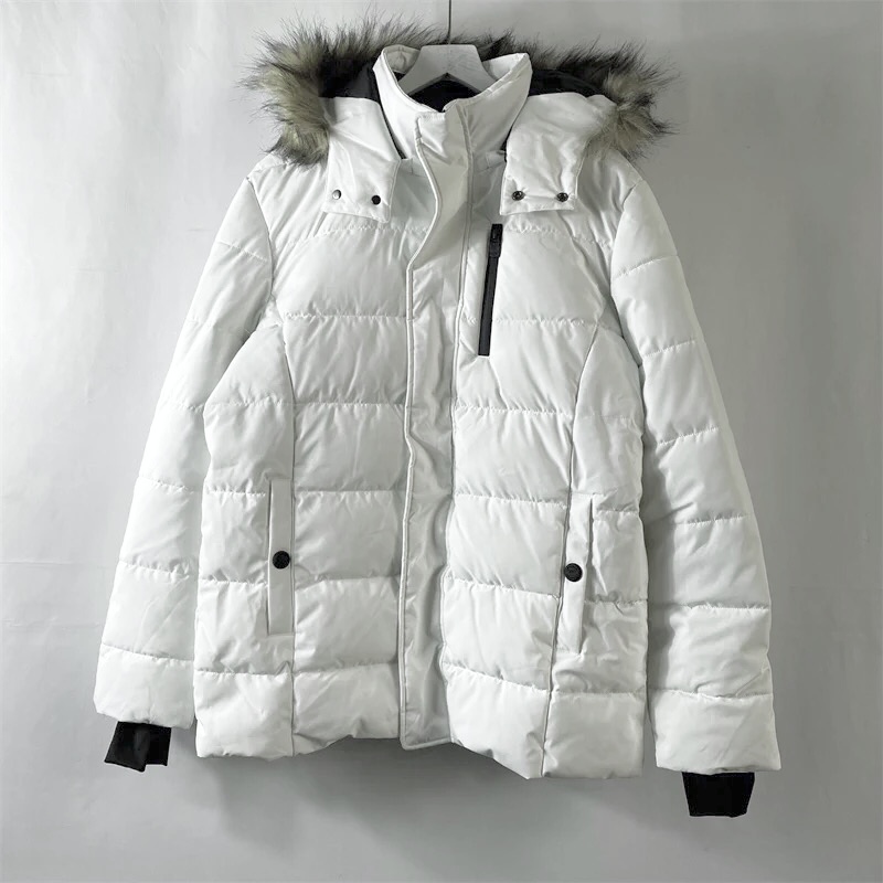 เสื้อกันหนาว เสื้อฮู้ดเฟอร์ บุนวมอุ่น สีขาว แบรนด์ Cranberry jeans (padded puffer coat สำเนา ขาว