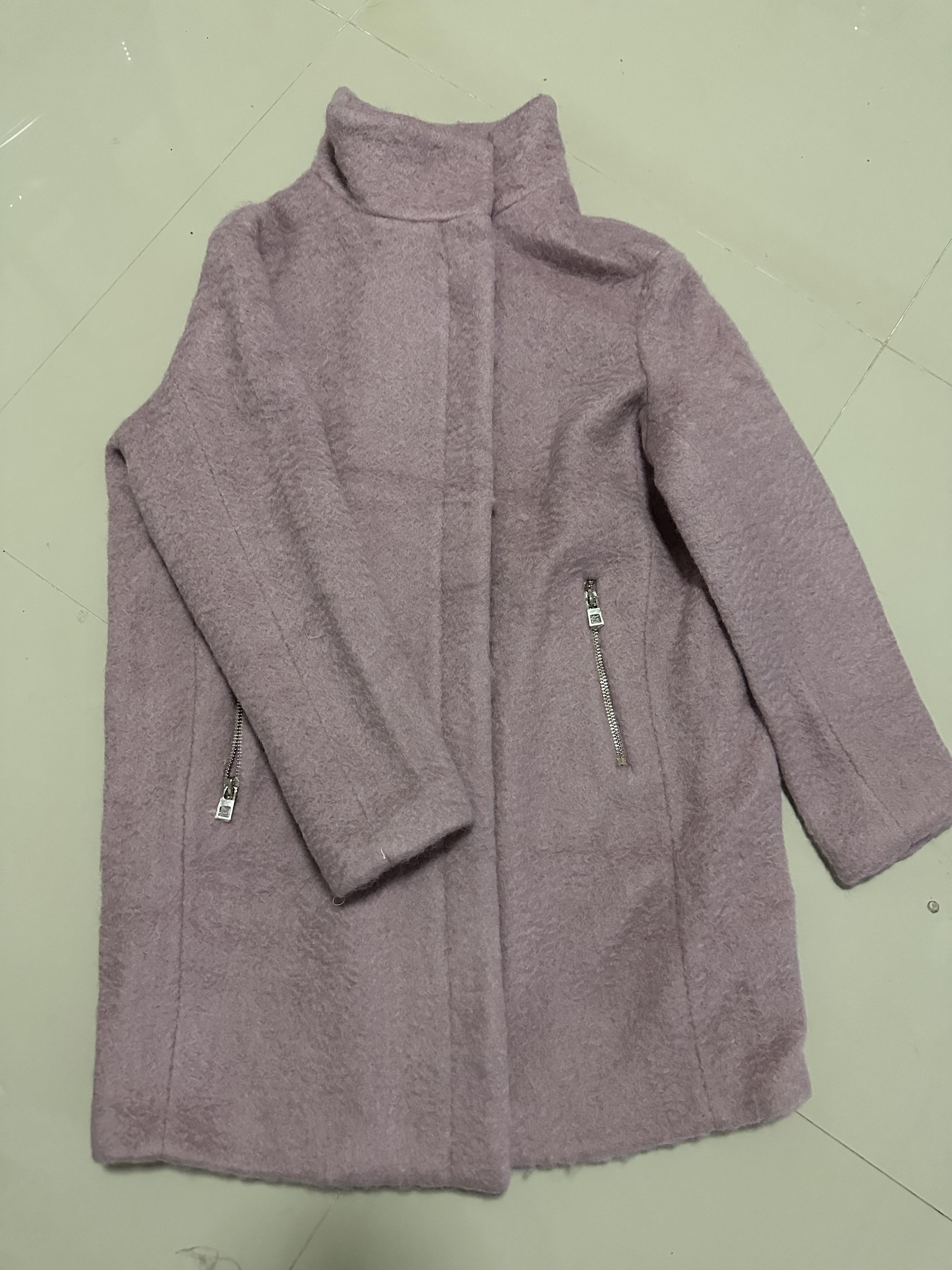 เสื้อโค้ท เสื้อกันหนาว เนื้อผ้าสักหลาด สีม่วงอ่อน แบรนด์ H&M