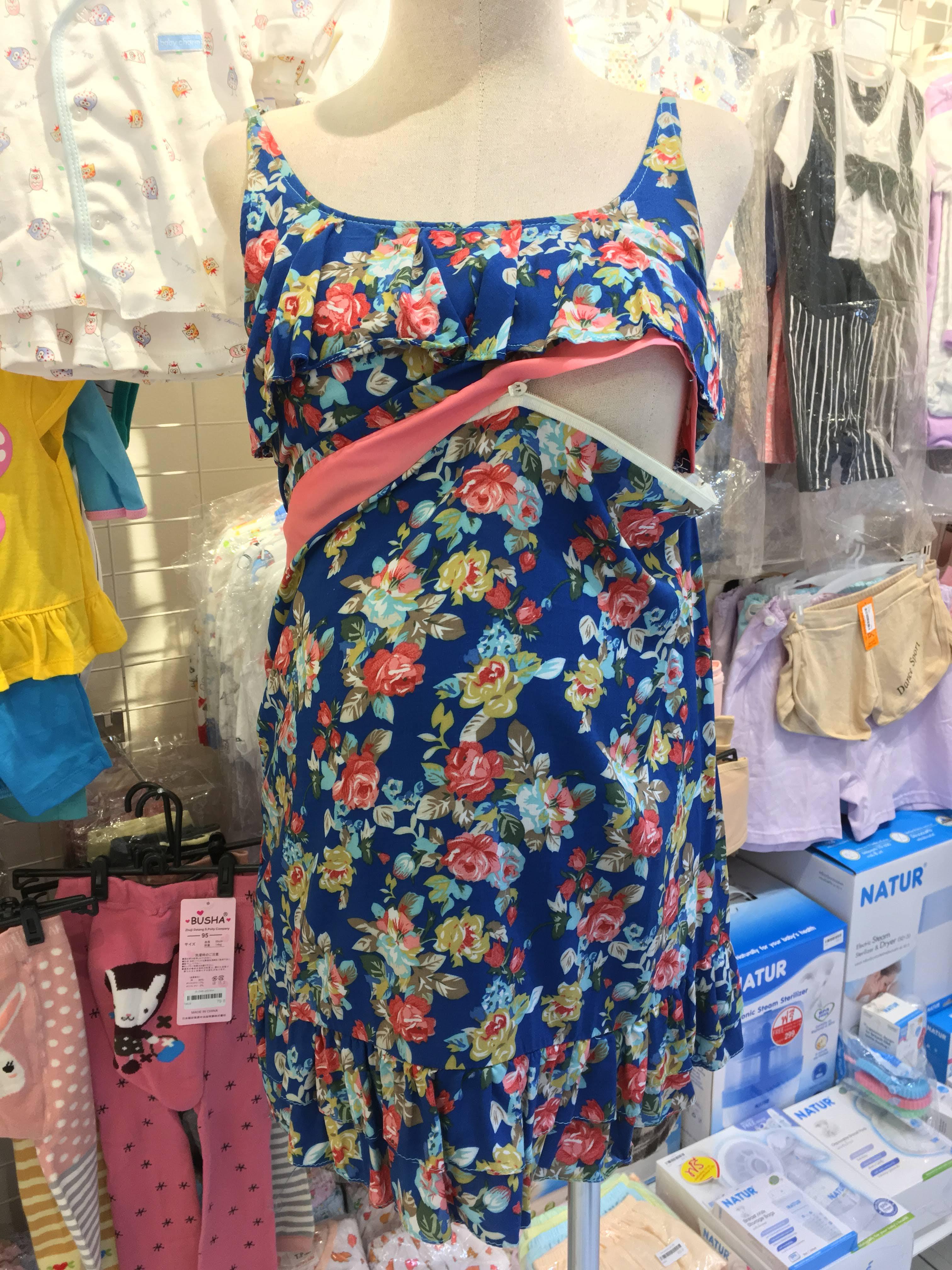 เสื้อให้นมซิปขวาง ใส่คลุมท้องได้ ผ้าเย็นคลายร้อน ลายดอกสีสวย