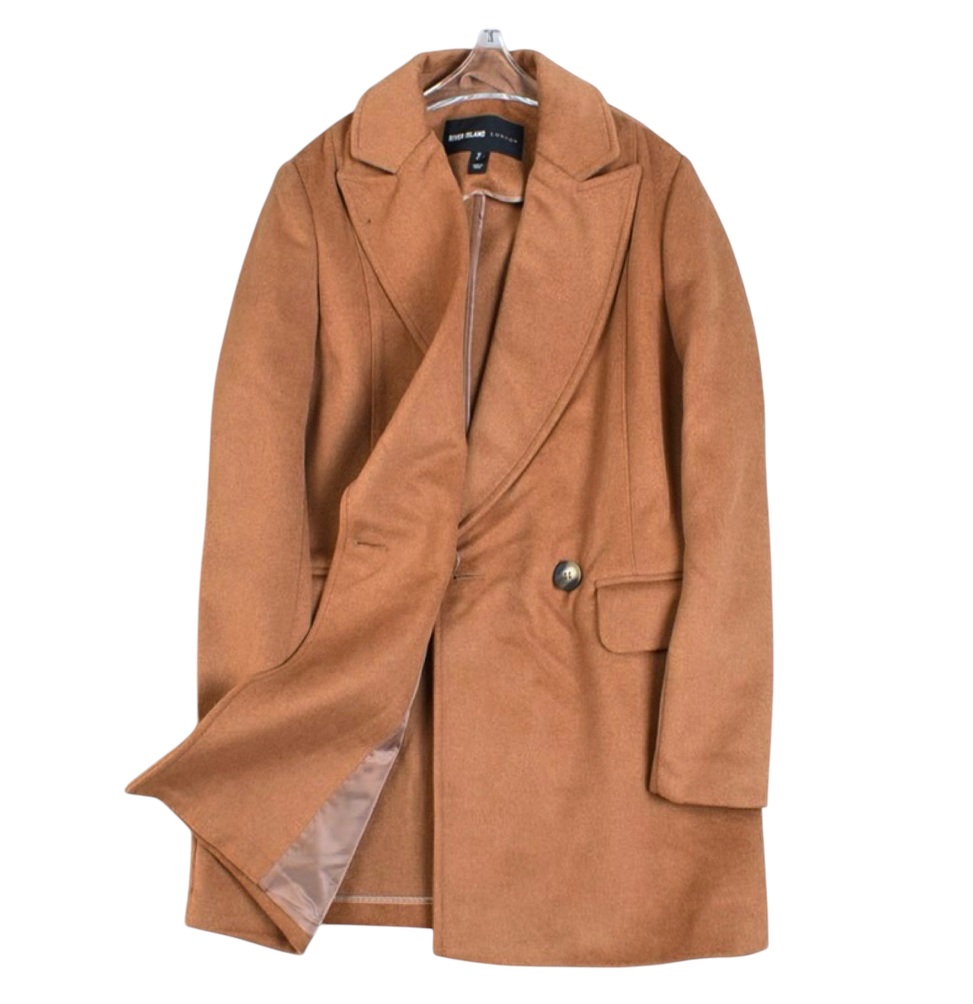 Love tree เสื้อโค้ทกันหนาว เสื้อกันหนาว overcoat โค้ทวูล สีcamel belt coat สีครีมเบจ แบรนด์ RIVER ISLAND Camel