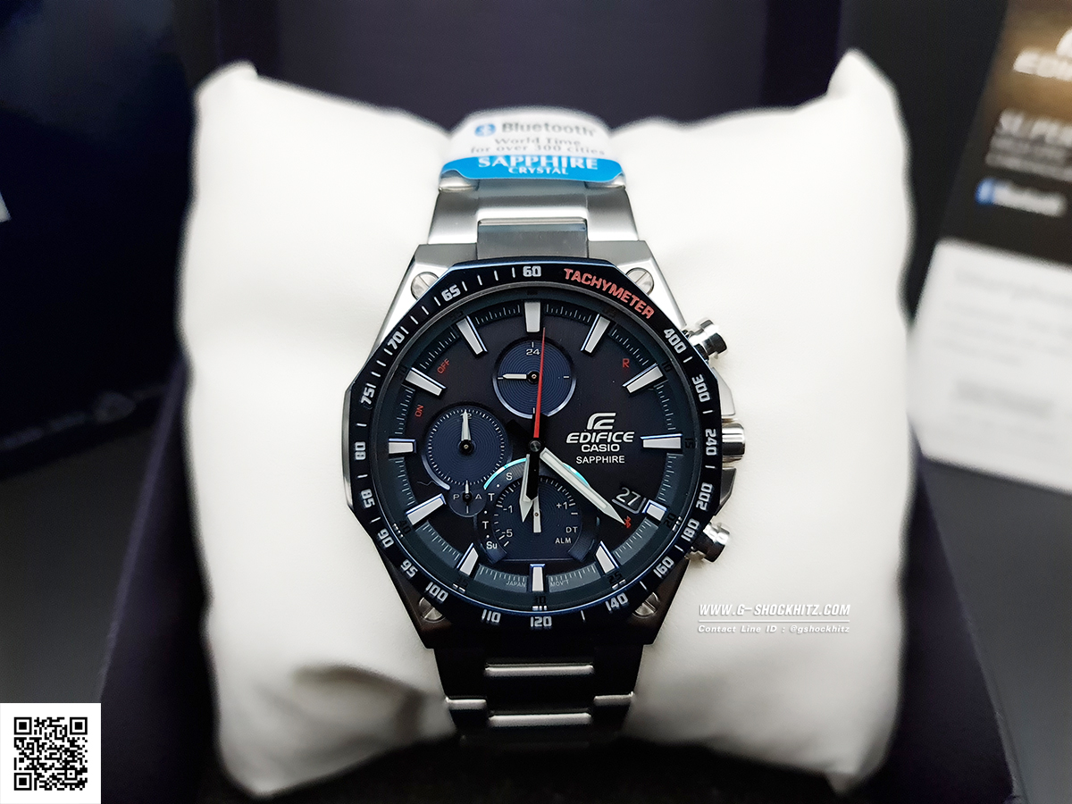 CASIO EDIFICE นาฬิกาข้อมือ นาฬิกากันน้ำ นาฬิกาของแท้ ประกันศูนย์ CMG 1 ปี รุ่น EQB-1100XDB-2A นาฬิกาสีเงิน
