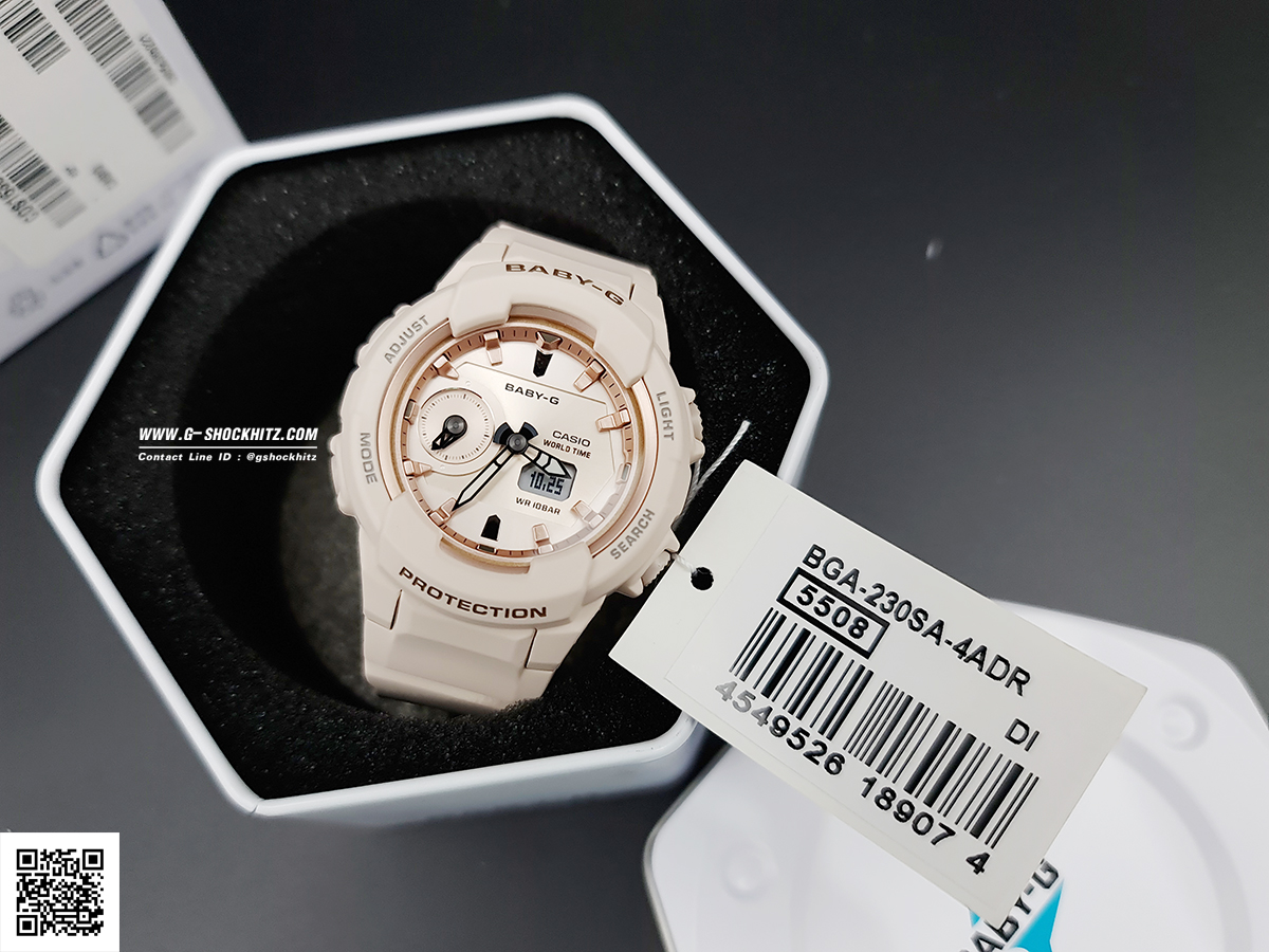 CASIO BABY-G นาฬิกาข้อมือ นาฬิกากันน้ำ นาฬิกาของแท้ ประกันศูนย์ CMG 1 ปี รุ่น BGA-230SA-4A นาฬิกาสีครีม
