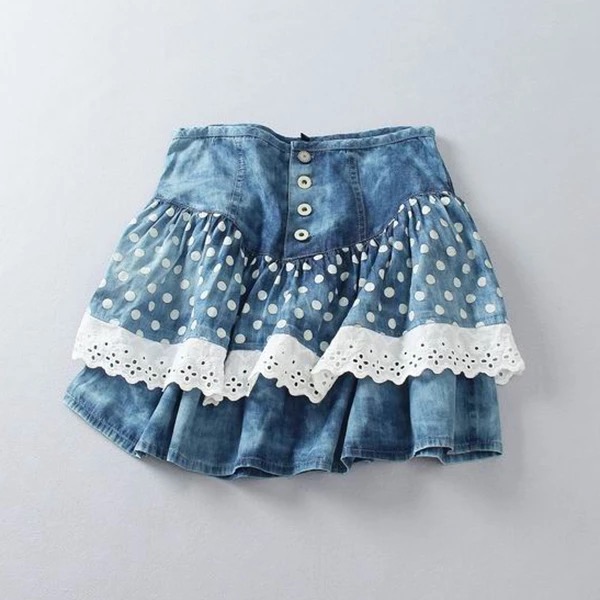 กระโปรงยีนส์ ฟอก กระโปรงยีนส์ แบรนด์เนม EURO MODA แท้100% งานสวย น่ารักมากคะ Size M/L