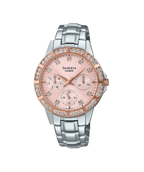 CASIO SHEEN นาฬิกาข้อมือ นาฬิกากันน้ำ นาฬิกาของแท้ ประกันศูนย์ CMG 1 ปี รุ่น SHE-3517SG-4A นาฬิกาสีเงิน