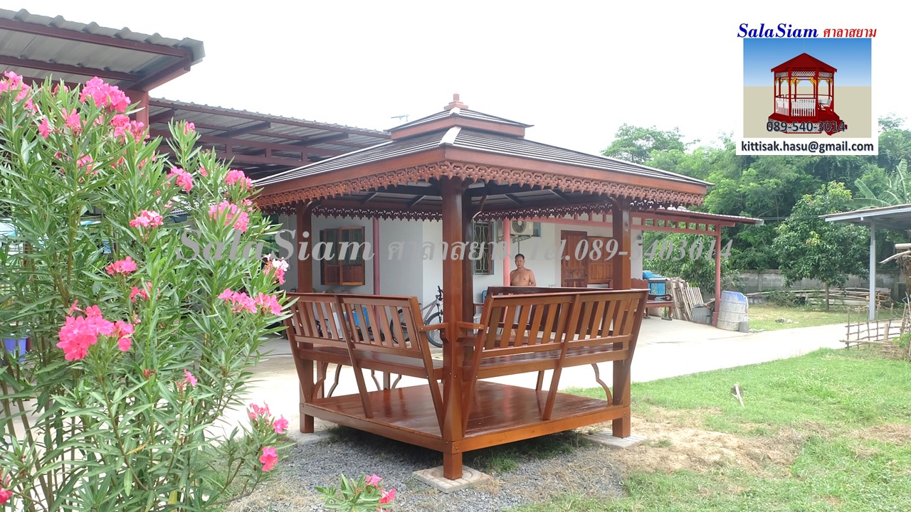 ผลงานการส่งมอบศาลาไม้ทรงบาหลีของคุณเล็ก อำเภอพรมบุรี สิงห์บุรี
