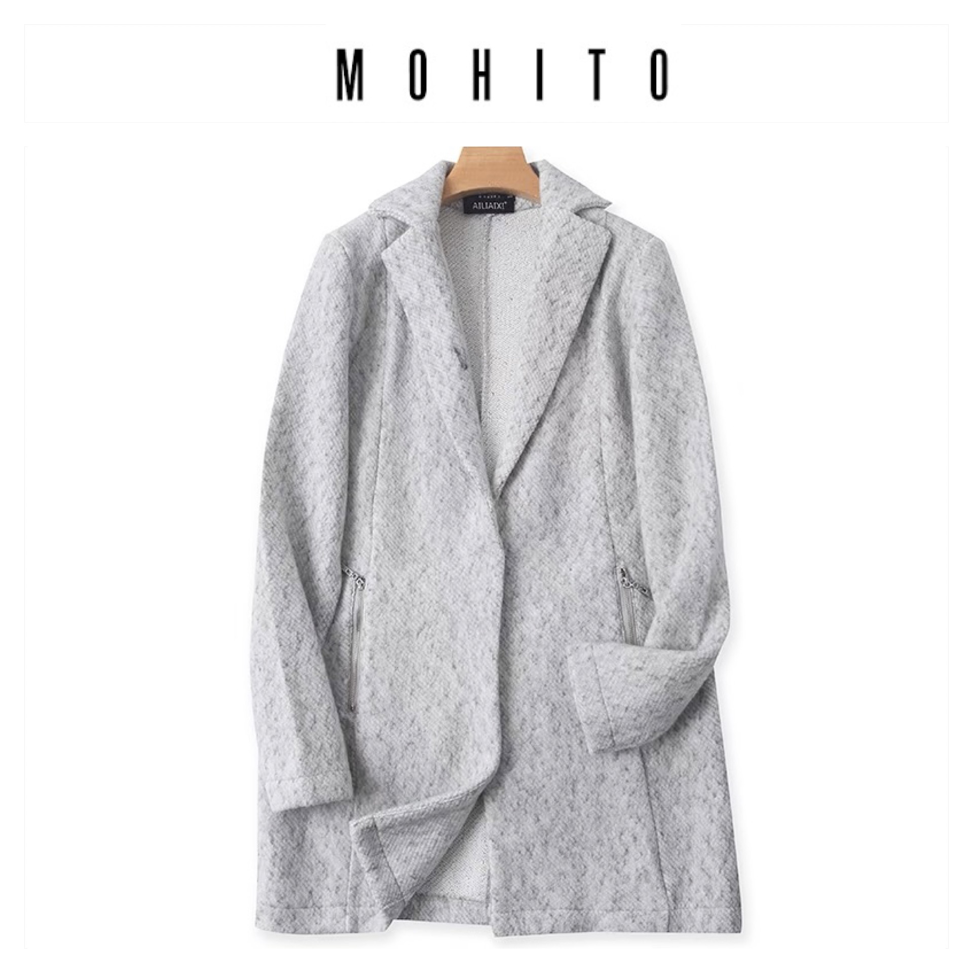 เสื้อโค้ท เสื้อกันหนาว เนื้อผ้าไหมพรม Knitting สีเทา แบรนด์ mohito