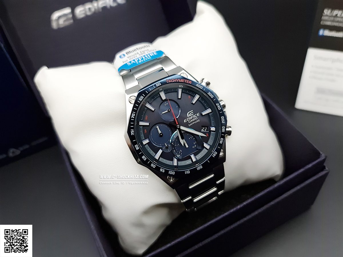CASIO EDIFICE นาฬิกาข้อมือ นาฬิกากันน้ำ นาฬิกาของแท้ ประกันศูนย์ CMG 1 ปี รุ่น EQB-1100XDB-2A นาฬิกาสีเงิน