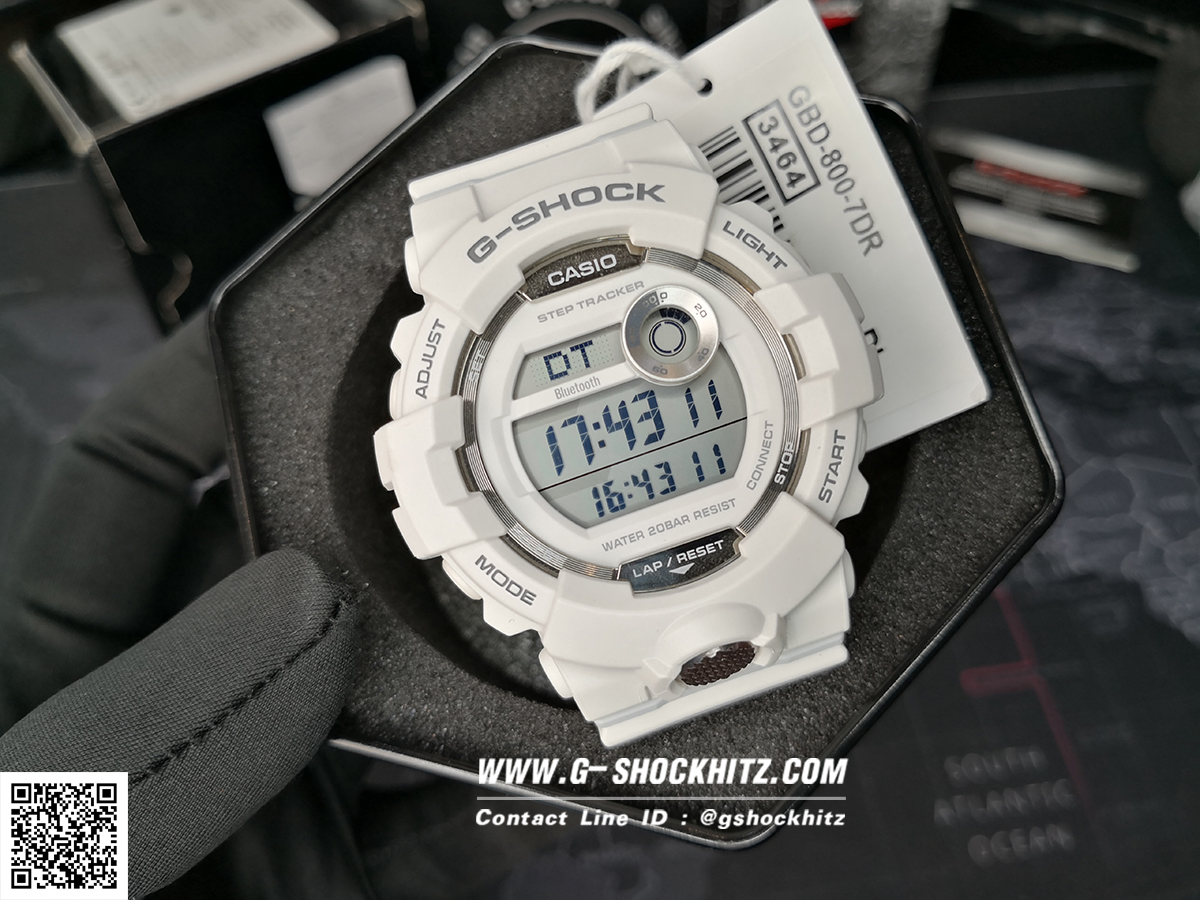 CASIO G-SHOCK นาฬิกาข้อมือ นาฬิกากันน้ำ นาฬิกาของแท้ ประกันศูนย์ CMG 1 ปี รุ่น GBD-800-7 นาฬิกาสีขาว