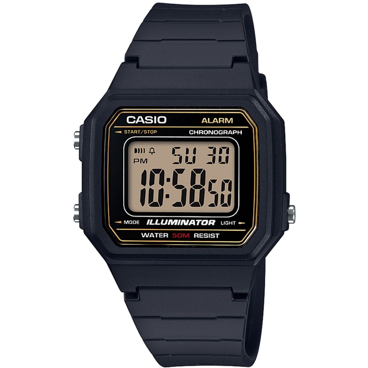 CASIO นาฬิกาคาสิโอ นาฬิกาข้อมือ นาฬิกากันน้ำ นาฬิกาของแท้ ประกันศูนย์ CMG 1 ปี รุ่น W-217H-9A นาฬิกาสีดำ