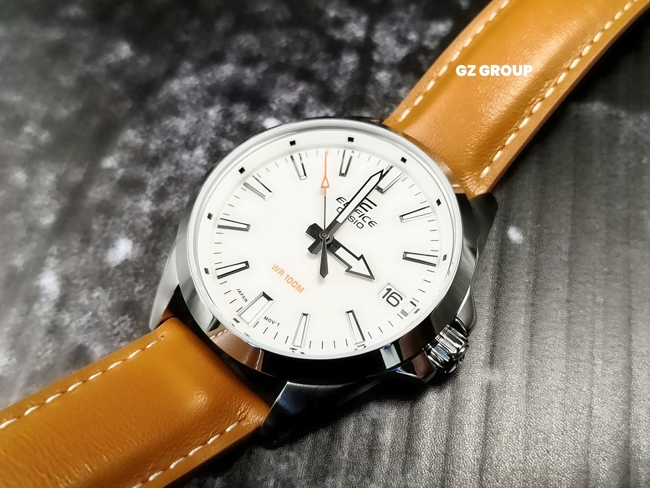 CASIO MID YEAR SALE EDIFICE พร้อมส่ง นาฬิกาข้อมือ นาฬิกากันน้ำ นาฬิกาของแท้ ประกันศูนย์ CMG 1 ปี รุ่น EFV-100L-7A นาฬิกาสีน้ำตาล