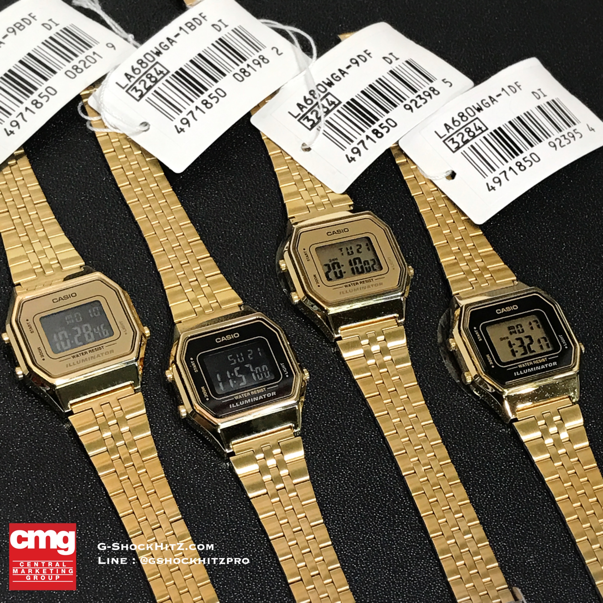 CASIO นาฬิกาคาสิโอ นาฬิกาข้อมือ นาฬิกากันน้ำ นาฬิกาของแท้ ประกันศูนย์ CMG 1 ปี รุ่น LA680WGA-9D นาฬิกาสีทอง