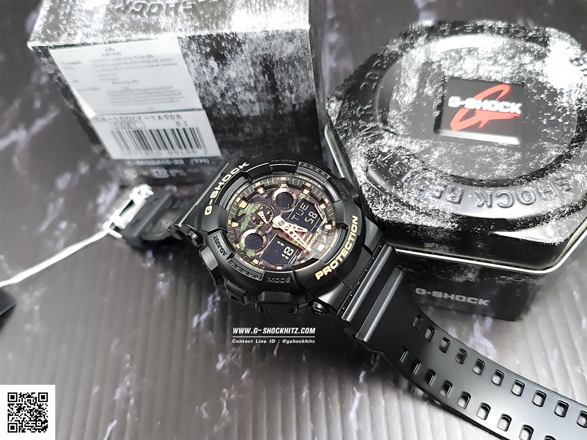 CASIO G-SHOCK นาฬิกาข้อมือ นาฬิกากันน้ำ นาฬิกาของแท้ ประกันศูนย์ CMG 1 ปี รุ่น GA-100CF-1A9 นาฬิกาสีดำ