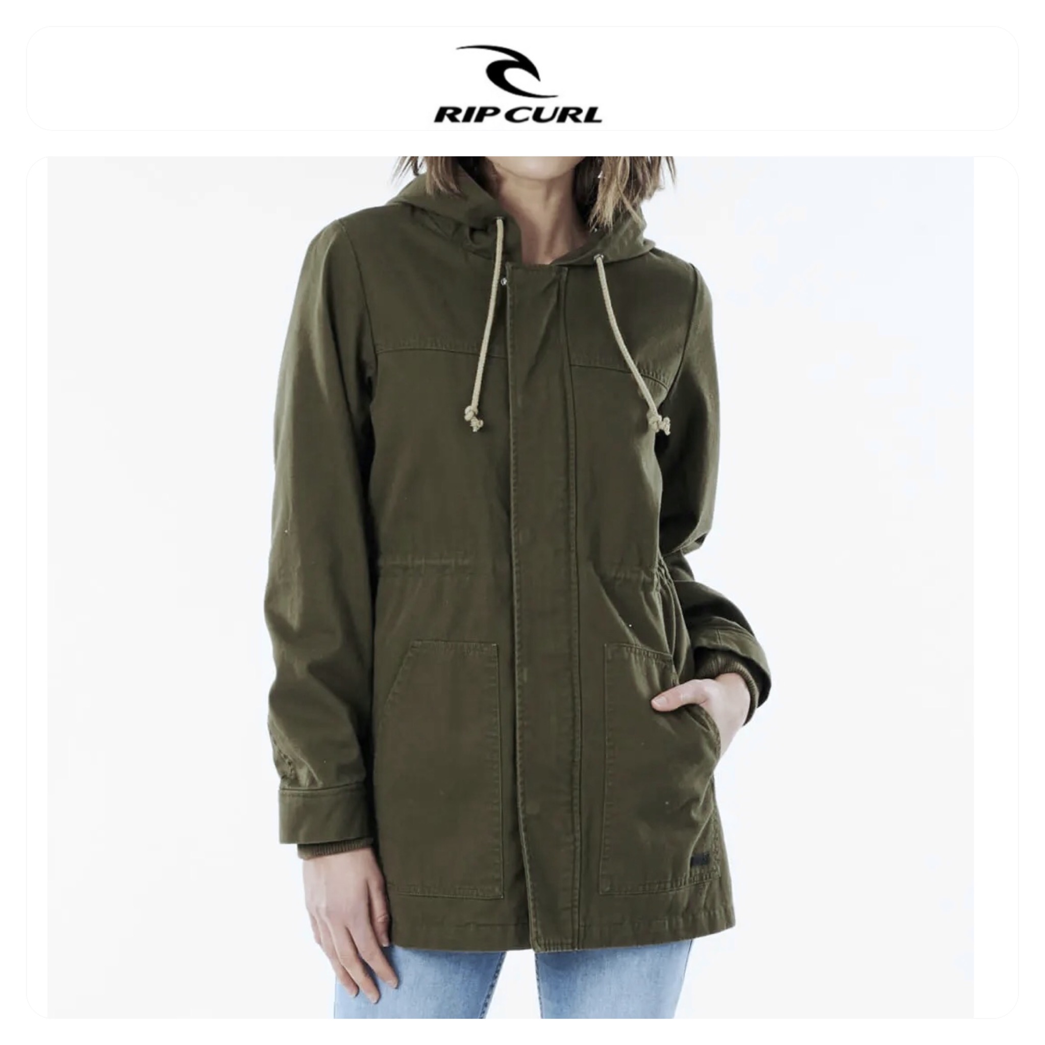 Ripcurl เสื้อนอกเขียวทหาร เสื้อแจ็คเก็ต แนวทหาร แบรนด์ Ripcurl เขียว