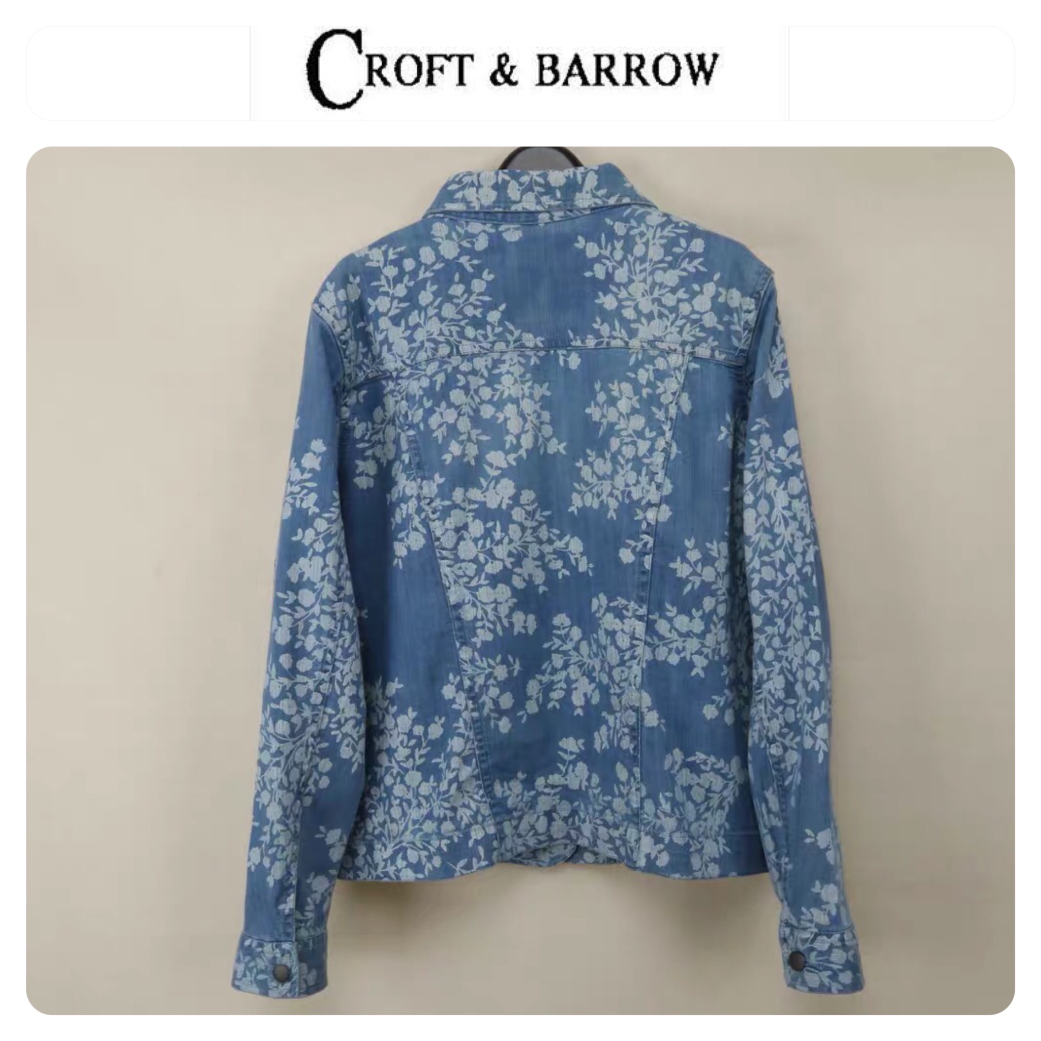เสื้อยีนส์ แจ็คเก็ตยีนส์ แต่งลายพิมพ์ ใบไม้ แบรนด์ CrOft&BArrow สำเนา ยีนส์