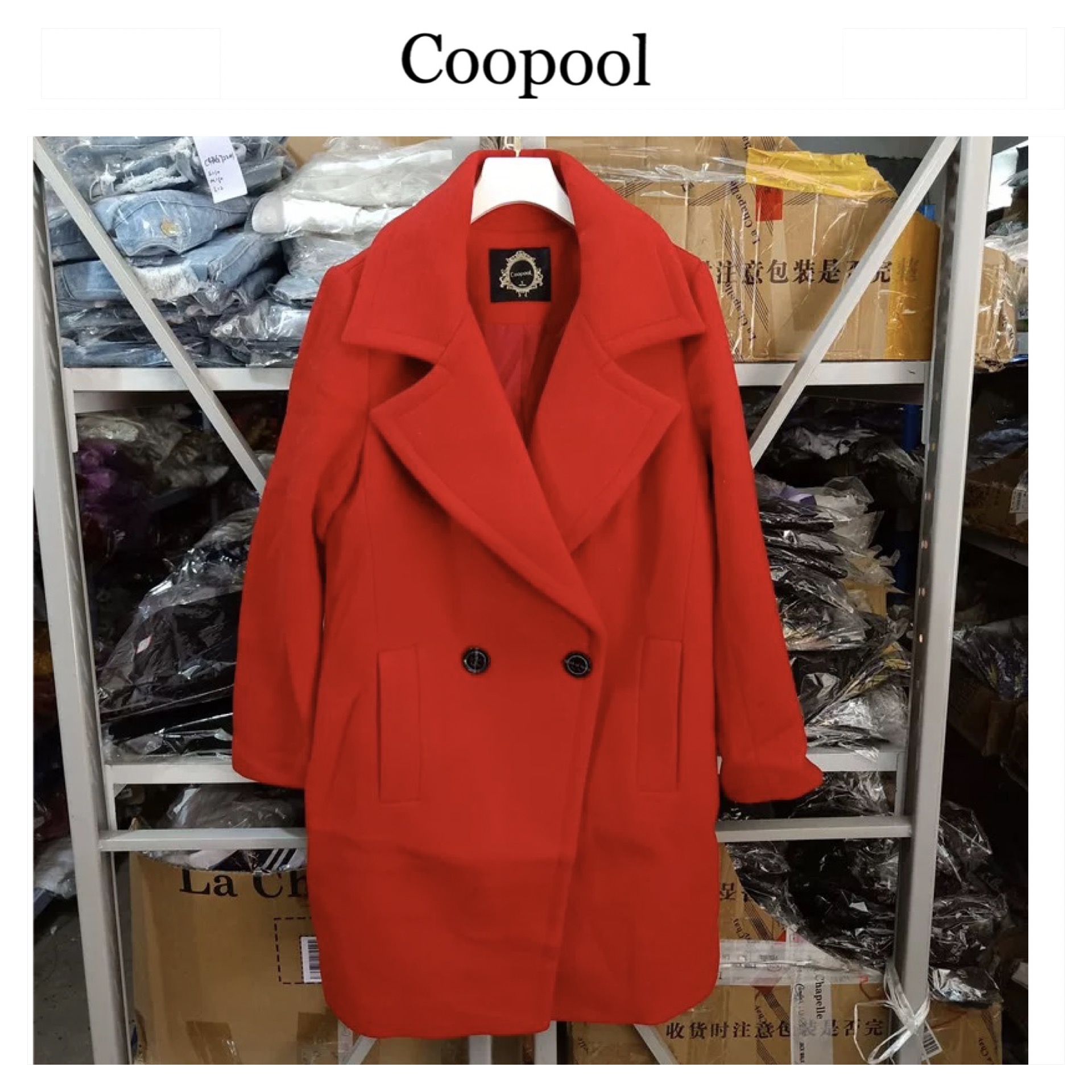 เสื้อโค้ท เสื้อกันหนาว เนื้อผ้าสักหลาดวูล สีเทา แบรนด์ COOPOOL