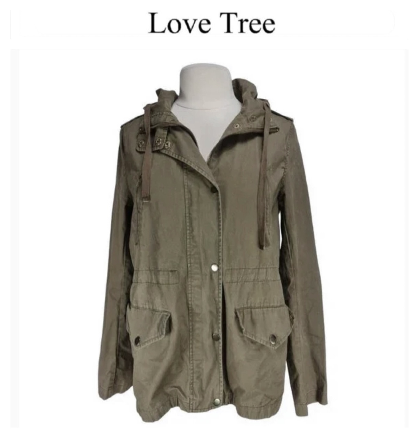 Love Tree เสื้อฮู้ดทหาร เสื้อทหาร สีเขียว หมวกฮู้ด เสื้อปาร์กา เสื้อนอก แบรนด์ Love tree งานสวย เท่ห์มาก คะ Size S/M/L/XL เขียวทหาร