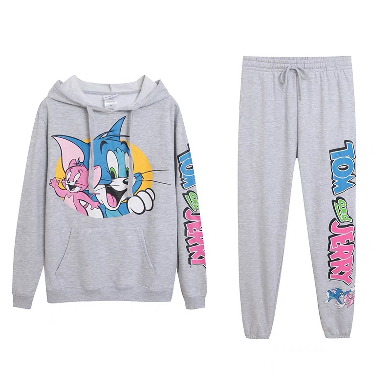 Disney เสื้อวอร์มฮู้ด แขนยาว สีเทา สกรีน TOM&Jerry งาน warner DISNEY สำเนา สำเนา เทา