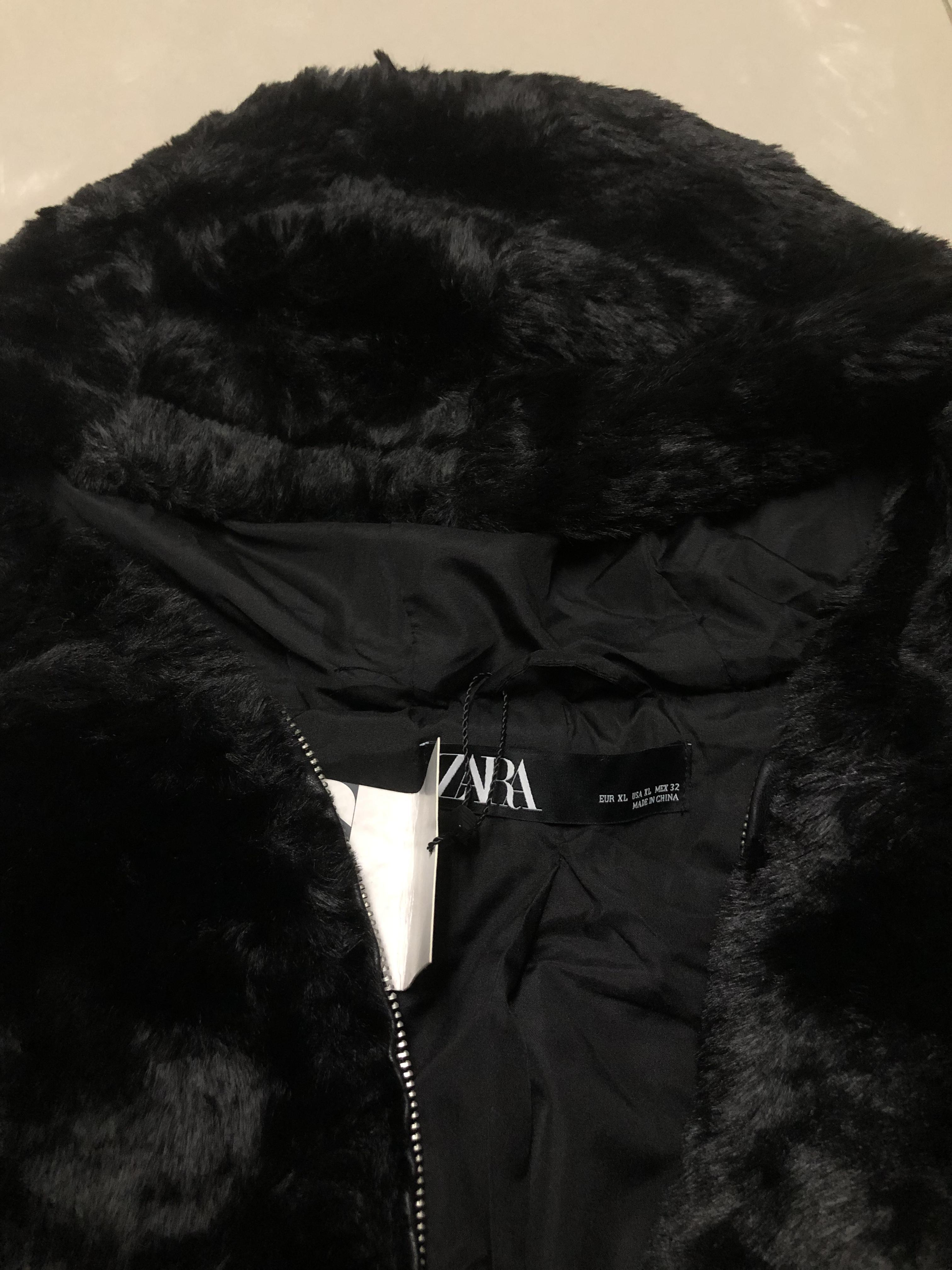 pepco เสื้อเฟอร์กันหนาว หมวกฮู้ด เสื้อขน FLUFFY Coat แบรนด์ PEPCO ดำ / เบจ