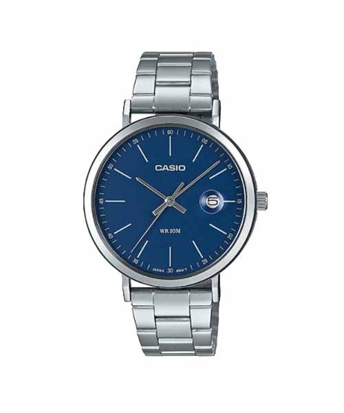 CASIO นาฬิกาคาสิโอ นาฬิกาข้อมือ นาฬิกากันน้ำ นาฬิกาของแท้ ประกันศูนย์ CMG 1 ปี รุ่น MTP-E175D-2E นาฬิกาสีเงิน