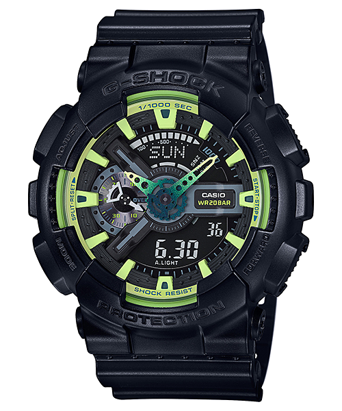 CASIO G-SHOCK นาฬิกาข้อมือ นาฬิกากันน้ำ นาฬิกาของแท้ ประกันศูนย์ CMG 1 ปี รุ่น GA-110LY-1A นาฬิกาสีดำ