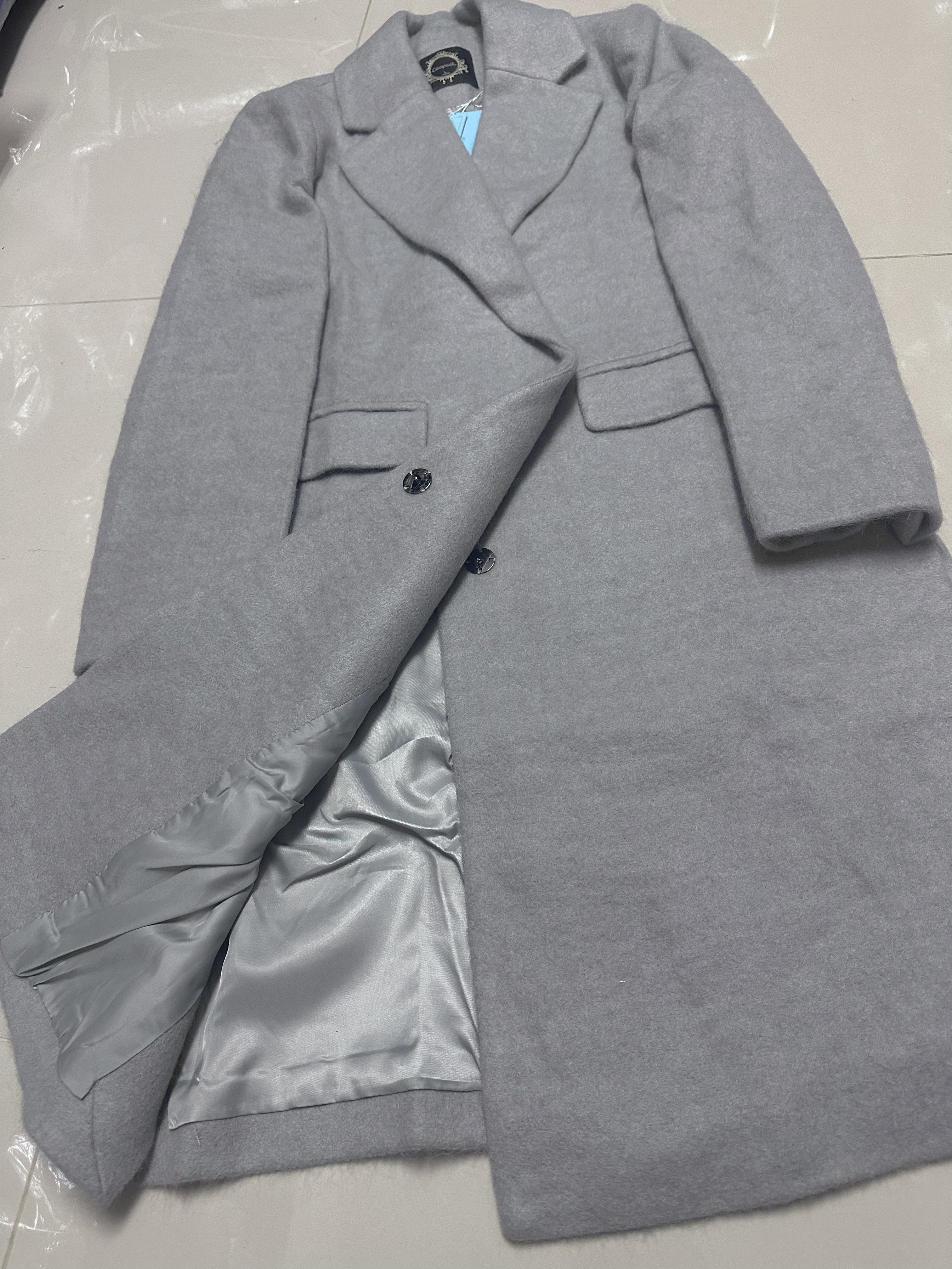 เสื้อโค้ท เสื้อกันหนาว เนื้อผ้าสักหลาดวูล สีเทา แบรนด์ COOPOOL