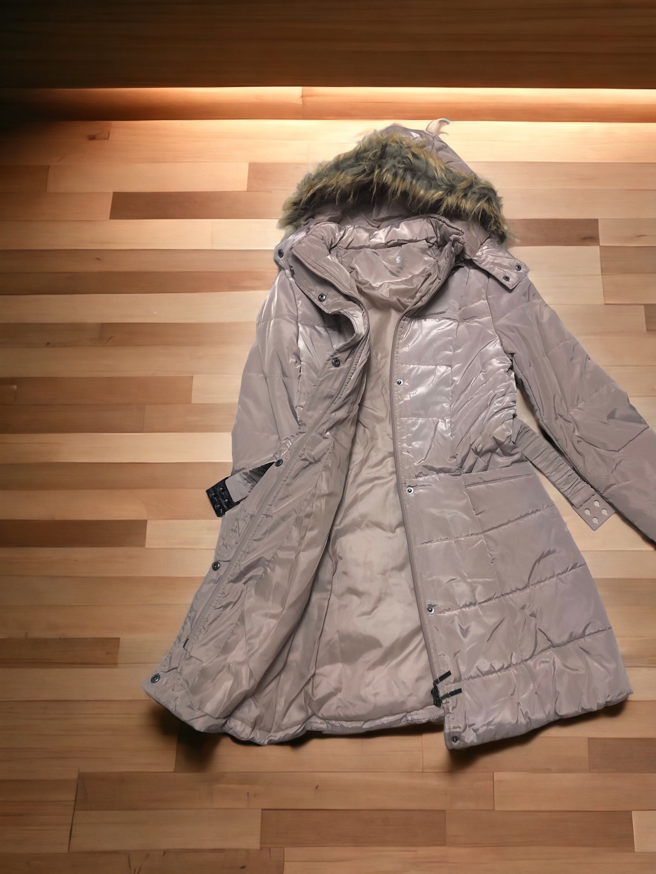 U.S. Polo ASSN. เสื้อกันหนาว เสื้อฮู้ดเฟอร์ บุนวมอุ่น สีนู้ดกะปิ แบรนด์ U.S. POLO ASSN. (padded puffer coat สำเนา กะปิ