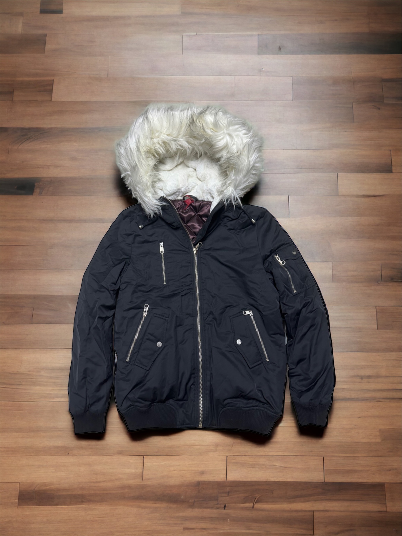 Ambiance เสื้อกันหนาว เสื้อฮู้ดเฟอร์ บุนวมอุ่น แบรนด์ F&F AMBIANCE (padded puffer สำเนา สำเนา ดำ