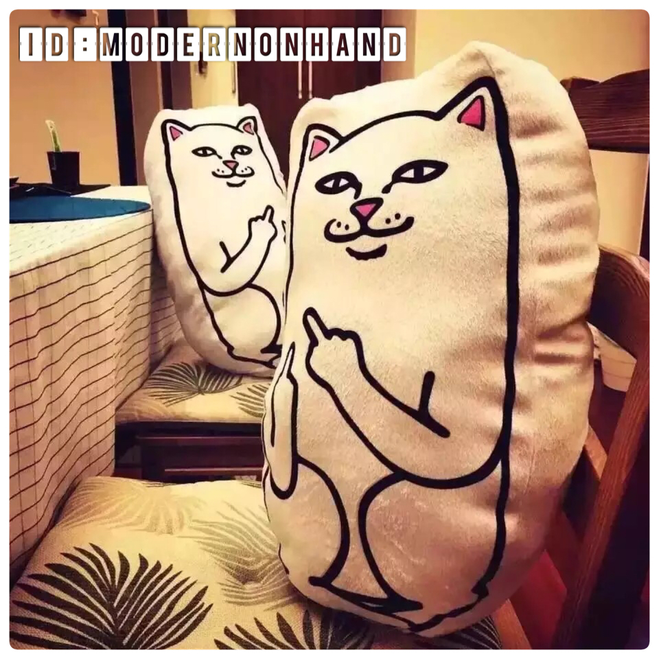 หมอนแมวชูนิ้วกลาง RIPNDIP เนื้อขน สีขาว เนื้อนุ่ม ขนเนียนมากคะ 🔖ขนาด : กว้าง 26* สูง 46*หนา5cm