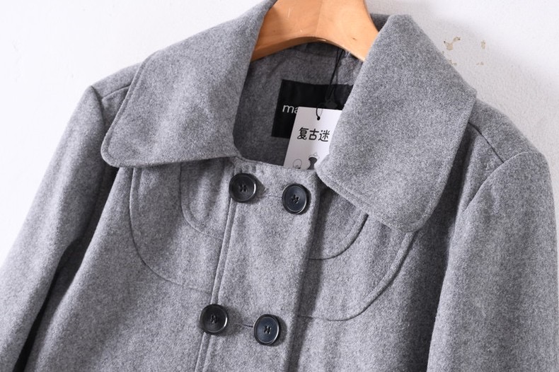เสื้อโค้ท เสื้อกันหนาว เนื้อผ้าสักหลาดวูล Peacoat สีเทา แต่งกระดุมสองแถว แบรนด์ MAURICES