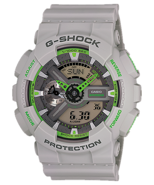 CASIO G-SHOCK นาฬิกาข้อมือ นาฬิกากันน้ำ นาฬิกาของแท้ ประกันศูนย์ CMG 1 ปี รุ่น GA-110TS-8A2 นาฬิกาสีเทา