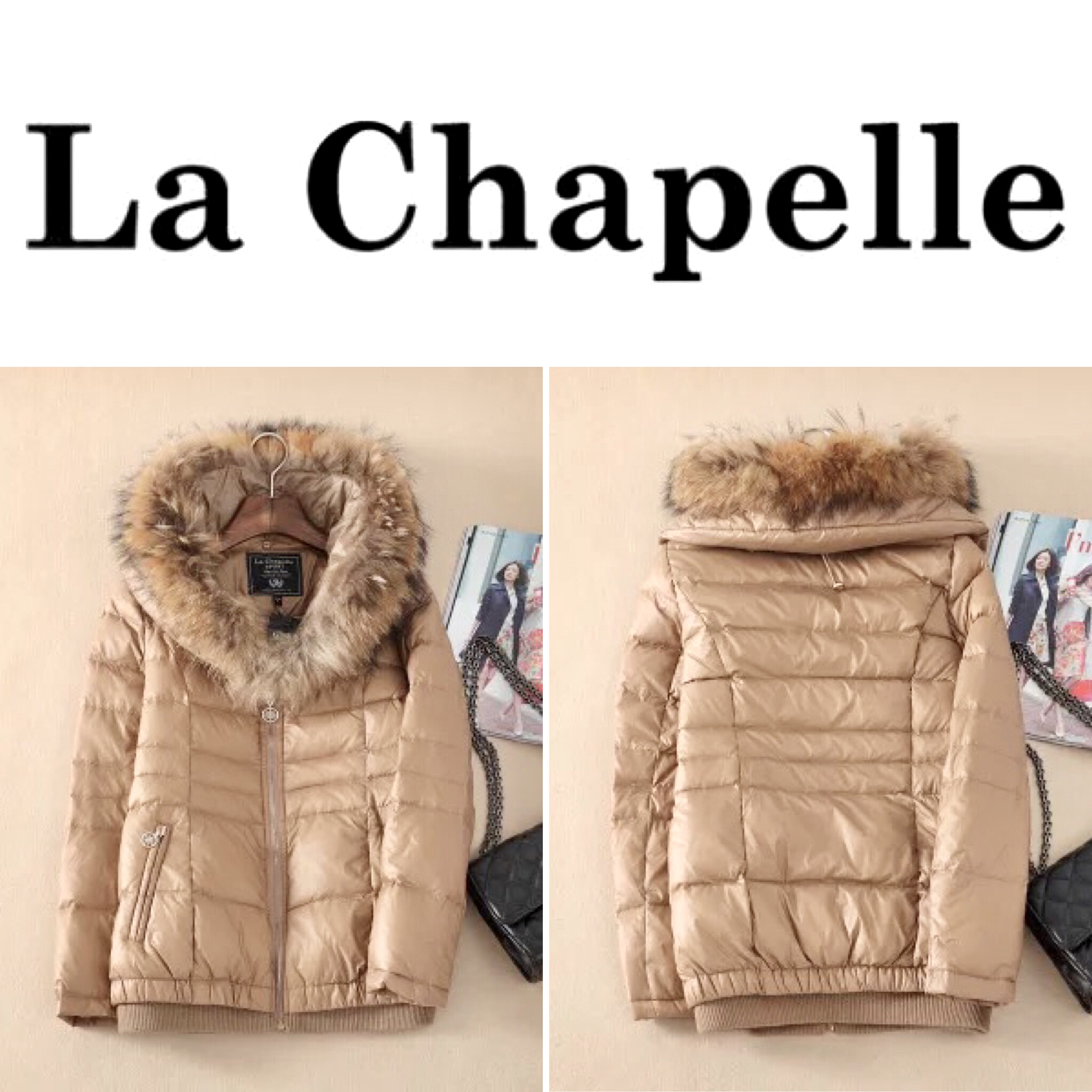 เสื้อกันหนาว ขนเป็ด แต่งเฟอร์ แบรนด์เนม LA CHAPELLE สีนูทสวยหรู. หนาอุ่นมากคะ (ขนเฟอร์ถอดได้คะ) Size S/M/L สำเนา
