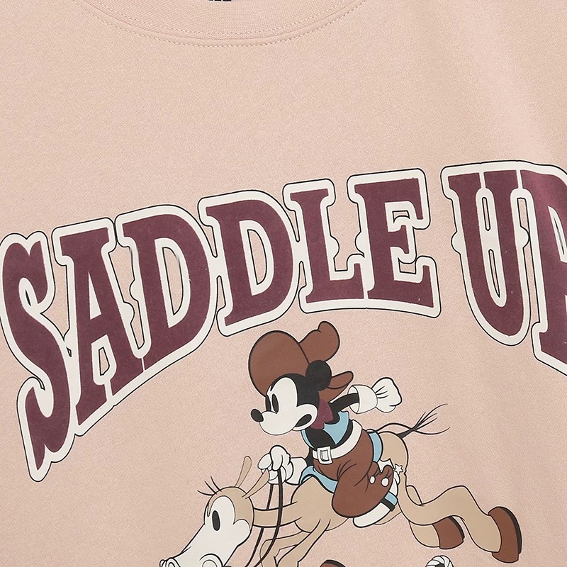 เสื้อฮู้ด สเวตเตอร์ กันหนาว Mickey Saddle up H&M DISNEYLAND PARIS mickey candy เสื้อมิคกี้ เม้าส์ Mickey mouse mickey mouse งาน DISNEYแท้ สีเบจ สำเนา ชมพู