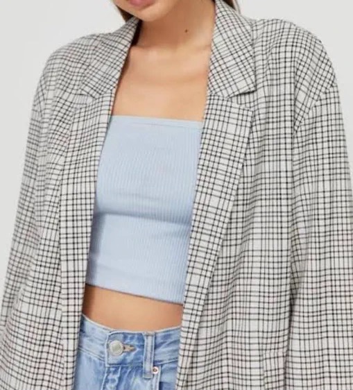 เสื้อโค้ท เบลเซอร์ โค้ทลายตาราง checked แบรนด์ STRADIVARIUS