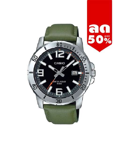 CASIO นาฬิกาคาสิโอ นาฬิกาข้อมือ นาฬิกากันน้ำ นาฬิกาของแท้ ประกันศูนย์ CMG 1 ปี รุ่น MTP-VD01L-3B นาฬิกาสีเขียว