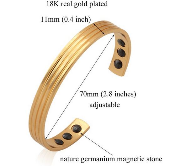 กำไลข้อมือผู้หญิง กำไลทอง 18 K และ กำไลเงิน Platinum กำไลใส่ แม่เหล็ก เพื่อสุขภาพ แบบ เกลี้ยง ตีลายเส้น ของขวัญให้แฟน สุดหรู 534504