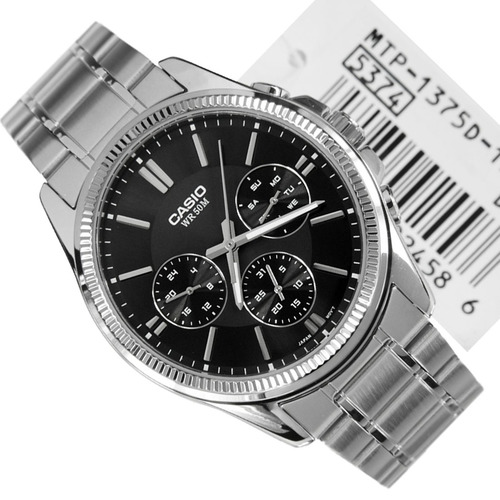 CASIO นาฬิกาคาสิโอ นาฬิกาข้อมือ นาฬิกากันน้ำ นาฬิกาของแท้ ประกันศูนย์ CMG 1 ปี รุ่น MTP-1375D-1A นาฬิกาสีเงิน