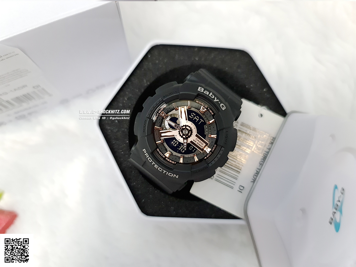 CASIO BABY-G นาฬิกาข้อมือ นาฬิกากันน้ำ นาฬิกาของแท้ ประกันศูนย์ CMG 1 ปี รุ่น BA-110RG-1A นาฬิกาสีดำ