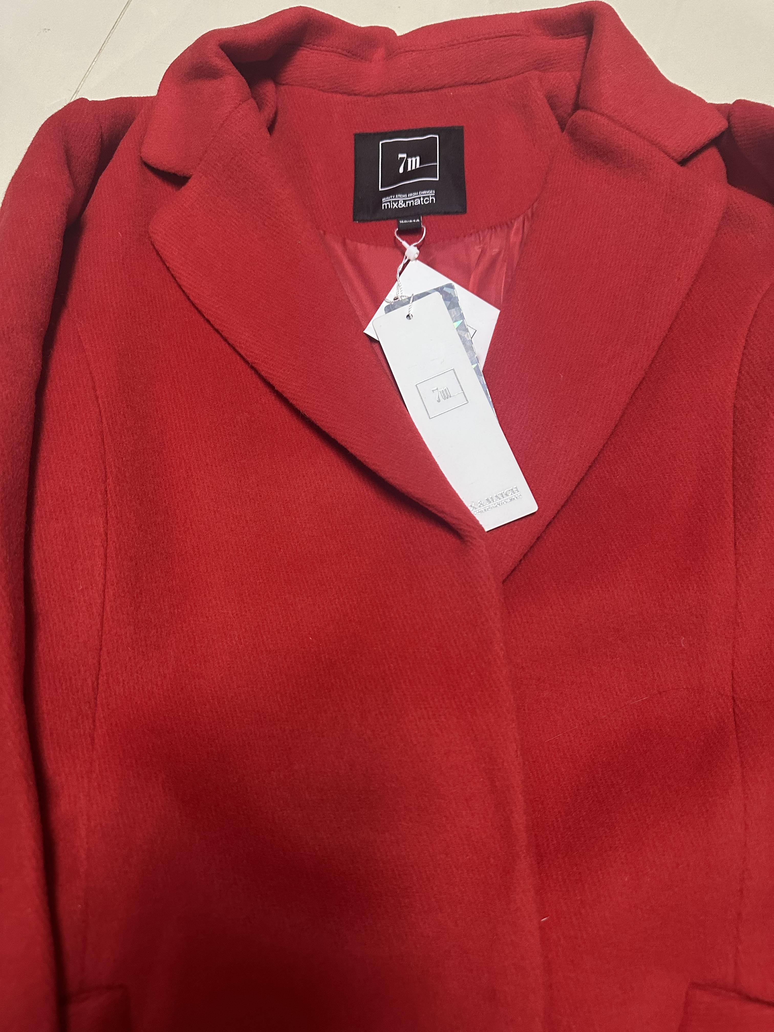 7m mix&match เสื้อโค้ท เสื้อกันหนาว เนื้อผ้าสักหลาดวูล สีแดง แบรนด์ 7m
