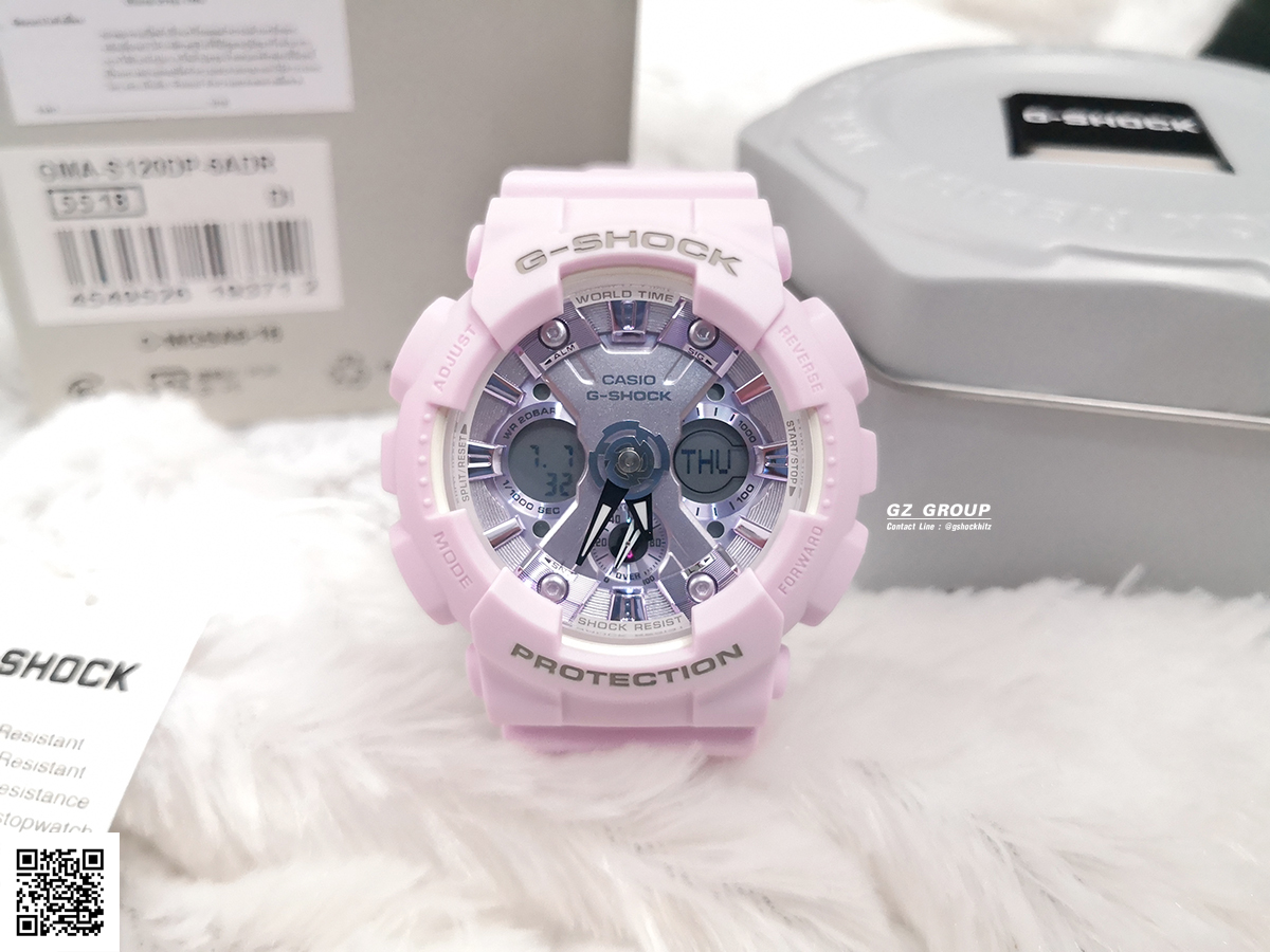 CASIO G-SHOCK นาฬิกาข้อมือ นาฬิกากันน้ำ นาฬิกาของแท้ ประกันศูนย์ CMG 1 ปี รุ่น GMA-S120DP-6A นาฬิกาสีม่วง