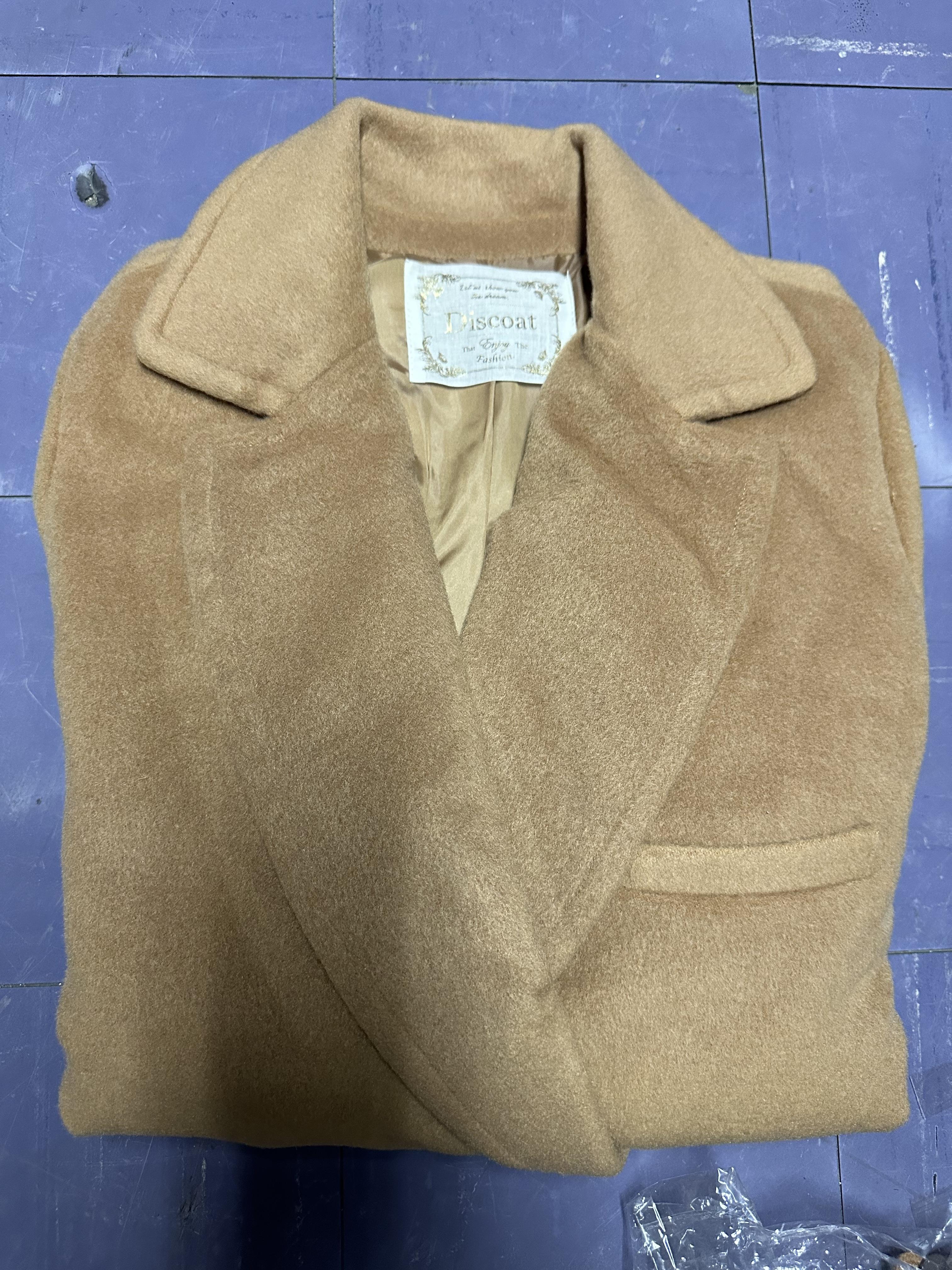 เสื้อโค้ท peacoat เสื้อโค้ทเฟอร์ โค้ทสักหลาดสีน้ำตาลกากี แบรนด์ DISCOAT(Japan)
