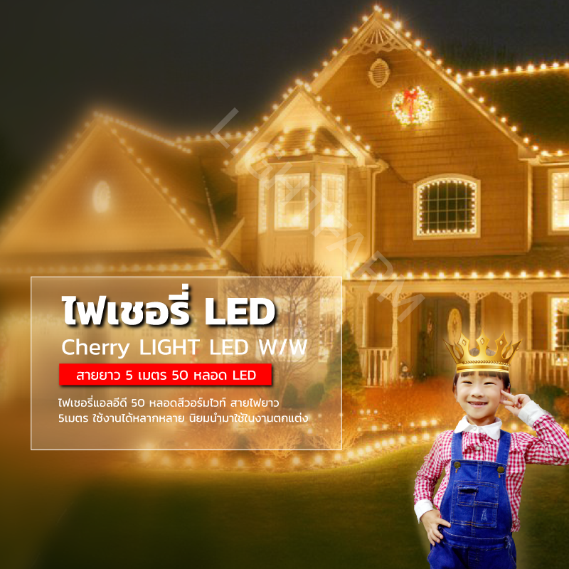 ไฟเชอรี่สีวอมไวท์ ไฟเชอรี่LED ไฟประดับตกแต่งตามงานเทศการต่างๆ
