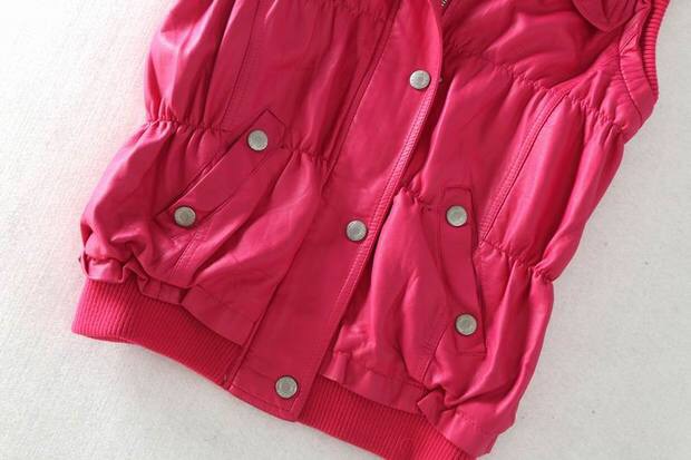 เสื้อกั๊ก เอวจั๊ม เกรดหรู หนังPU เกรด Premium สีชมพู ด้านในแต่งซับขนสีขาว เกรดนุ่ม หรู Size S/M