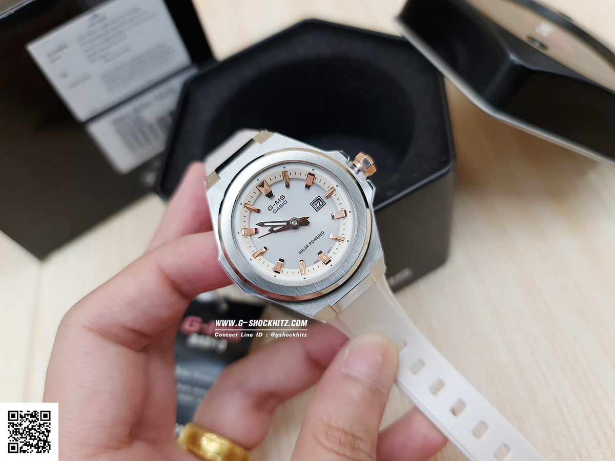 CASIO MID YEAR SALE G-MS นาฬิกาข้อมือ นาฬิกากันน้ำ นาฬิกาของแท้ ประกันศูนย์ CMG 1 ปี รุ่น MSG-S500-7A นาฬิกาสีขาว