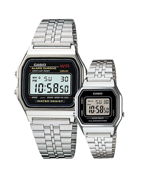 CASIO นาฬิกาคาสิโอ นาฬิกาข้อมือ นาฬิกากันน้ำ นาฬิกาของแท้ ประกันศูนย์ CMG 1 ปี รุ่น A159WA-N1DF / LA680WA-1DF นาฬิกาสีเงิน