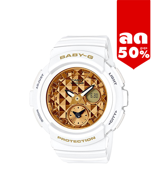CASIO BABY-G นาฬิกาข้อมือ นาฬิกากันน้ำ นาฬิกาของแท้ ประกันศูนย์ CMG 1 ปี รุ่น BGA-195M-7A นาฬิกาสีขาว