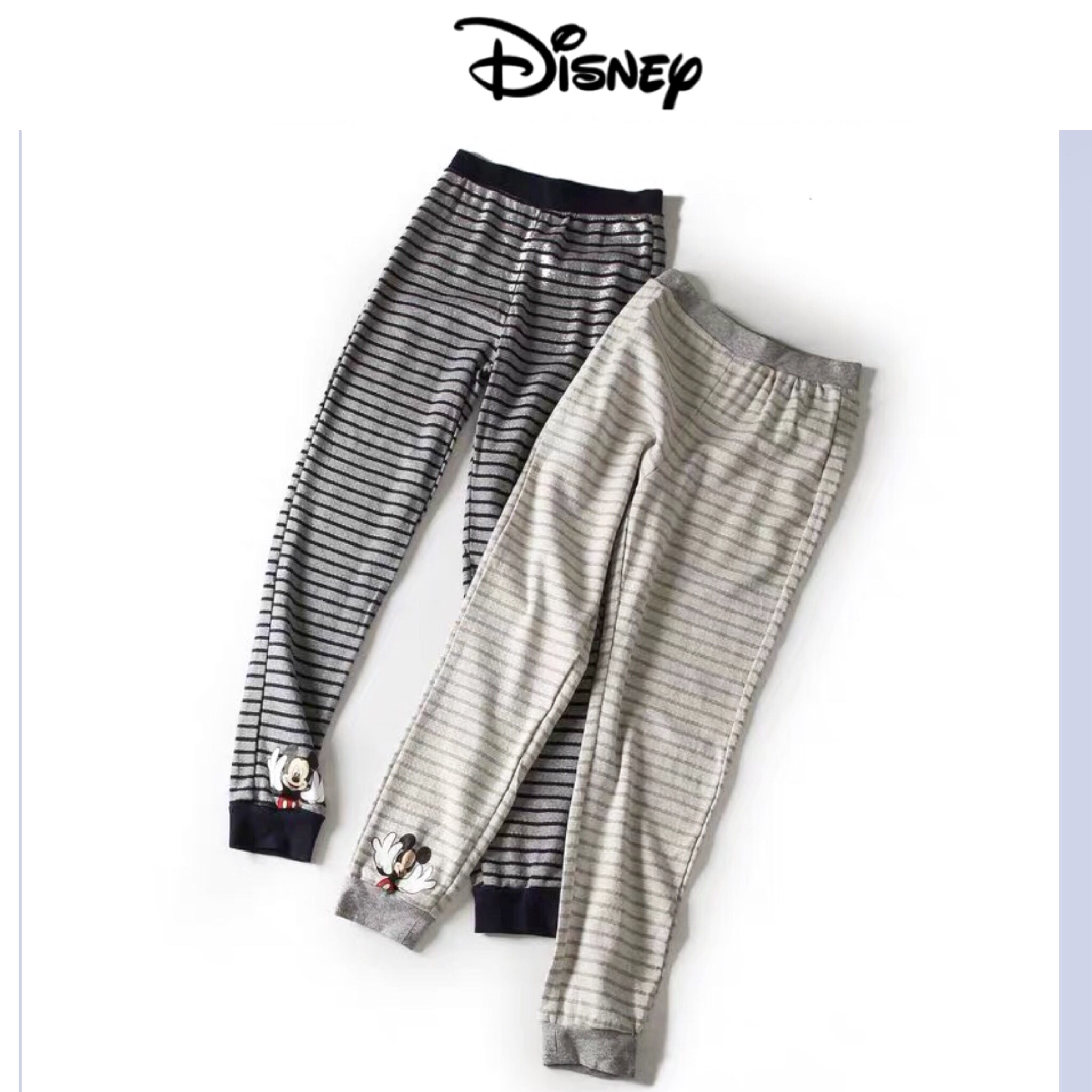 กางเกงวอร์ม ขายาว ลายขวาง สีเทา สกรีนลาย MICKY MOUSE งาน ดิสนีย์ DISNEY แท้ คะ S /M/L แดง